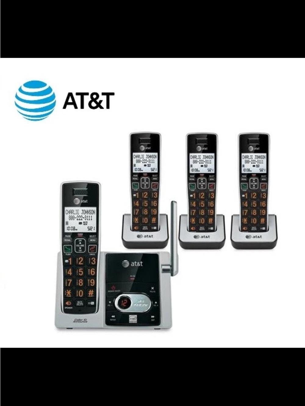 NEW AT&T DECT CL82413 4 Cordless Handsets Answering System Talking Caller ID